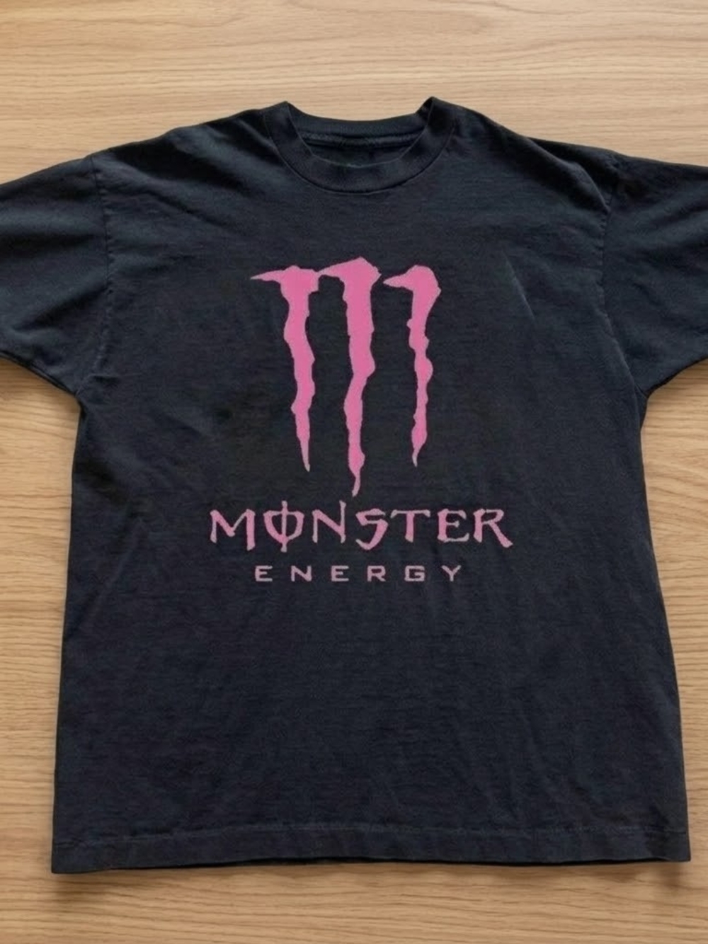 Black Monster Energy pink cotton t-shirt
